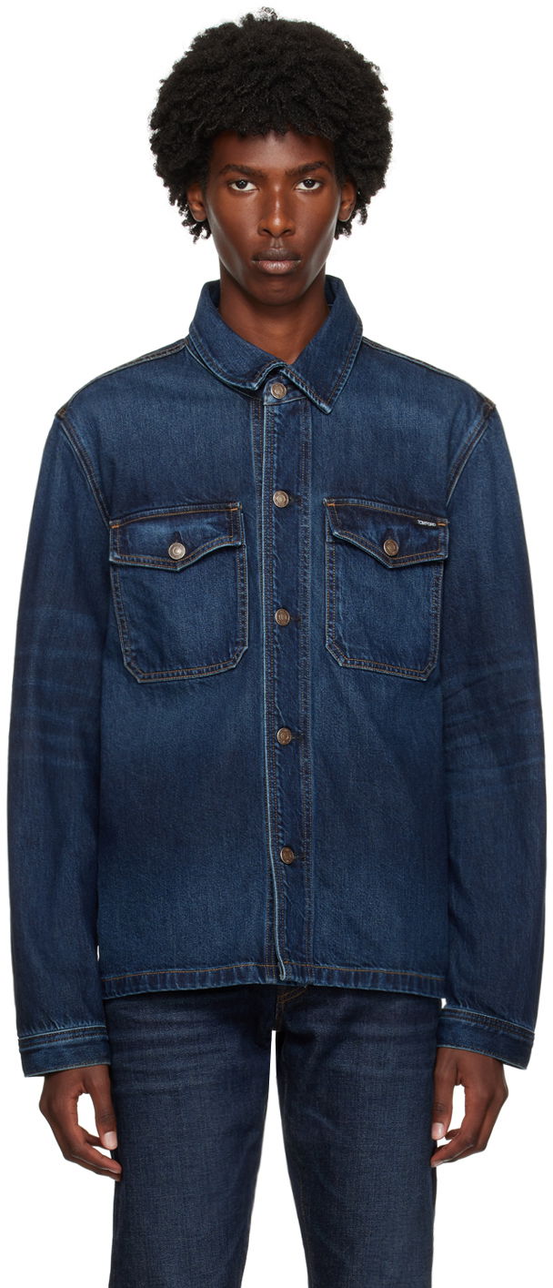Jakna Tom Ford Blue Faded Denim Jacket Mornarica | DJR002-DMC055F24