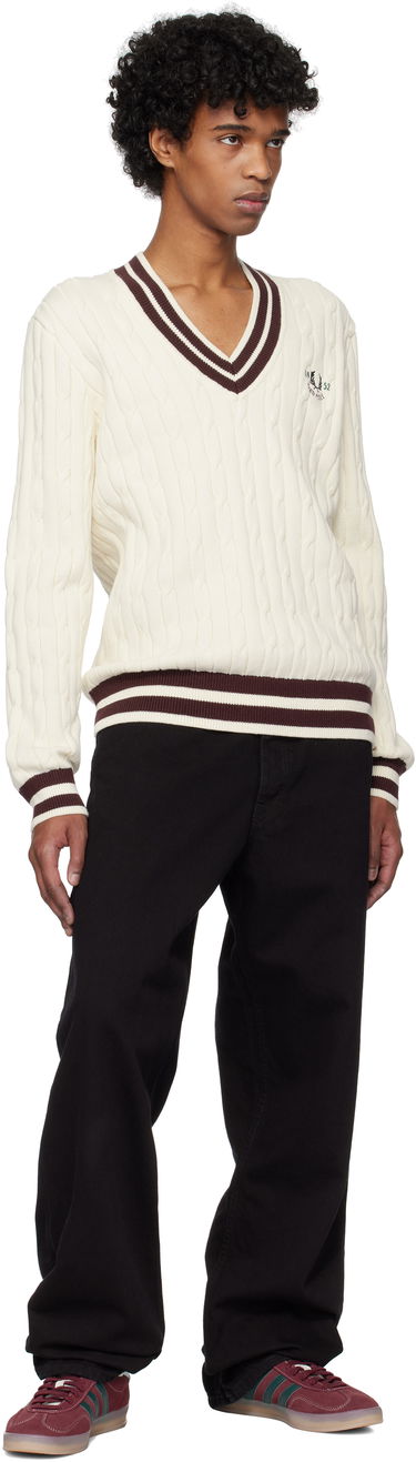 Pleteni pulover Fred Perry Fred Perry Cable Knit Tennis Sweater Bela | K9722, 3