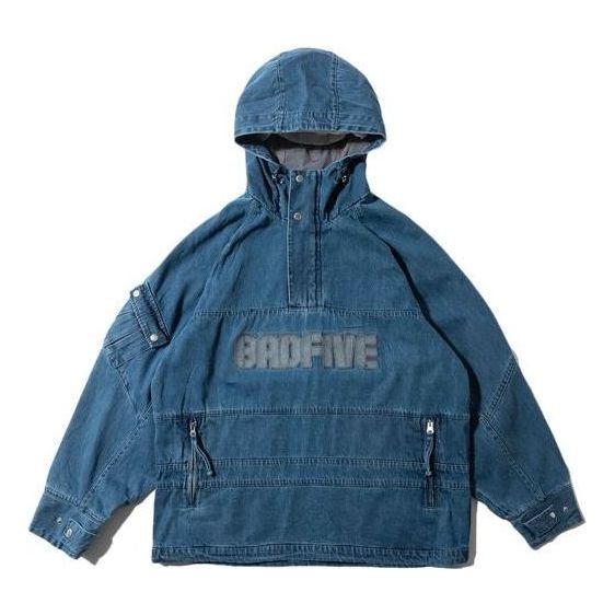 Vetrovka Li-Ning BadFive Logo Half Zip Hooded Jacket Modra | AFDR909-1