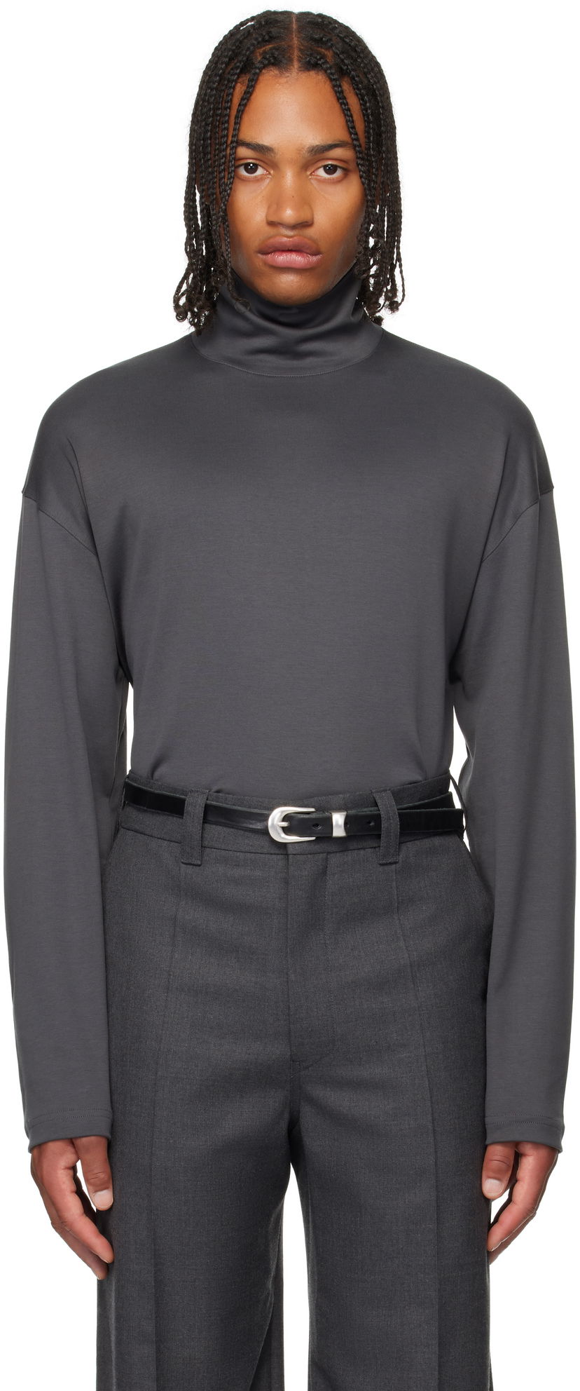 Majica LEMAIRE Lemaire Relaxed Mock Neck T-Shirt Siva | TO1467 LJ1043