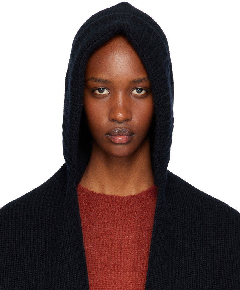 Šala Yves Salomon Cashmere & Wool Hooded Scarf Črna | 25W25WAA506XXMACL