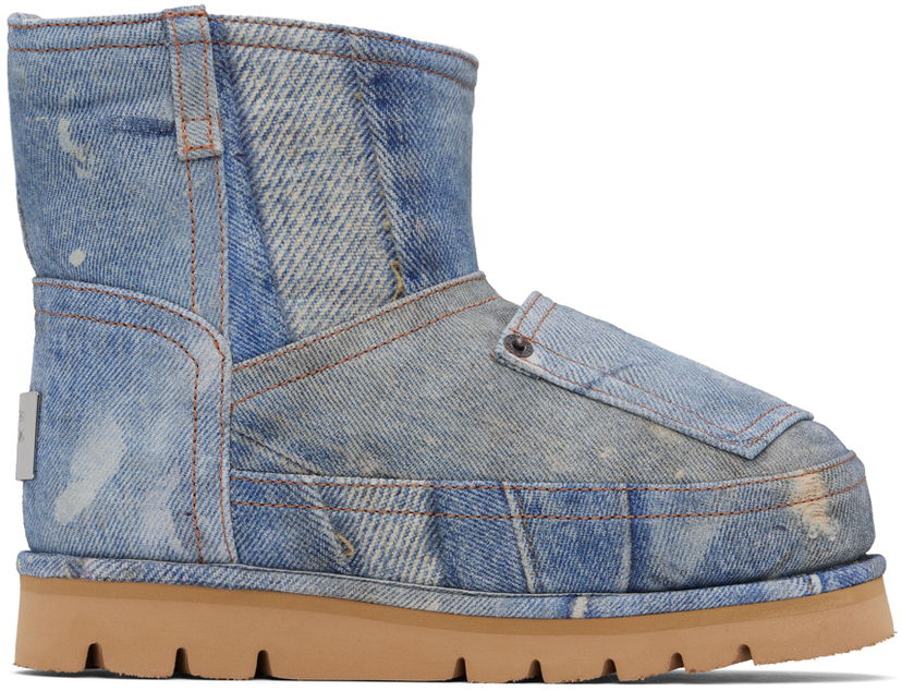 Oblačila Acne Studios Acne Studios Batter Low Print Denim Boots Modra | AD0770-