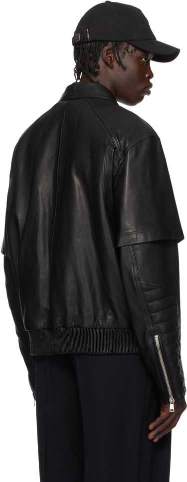 Bomber jakna Balmain Balmain Layered Leather Jacket Črna | EH1TF936LC62, 2