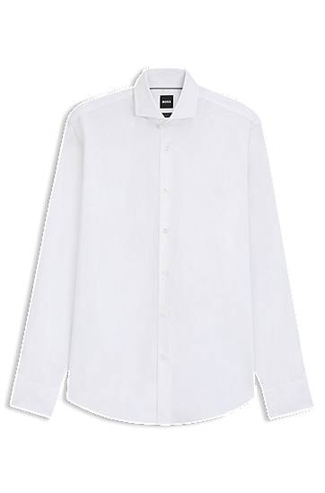Srajce BOSS Regular-fit shirt in stretch-cotton twill Bela | 50479948