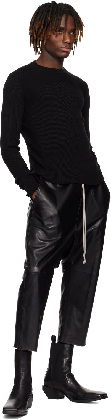 Pleteni pulover Rick Owens Rick Owens Hollywood Ribbed Geo Sweater Črna | RU01E5639 RIBM, 3