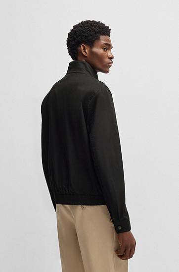 Bomber jakna BOSS Double B Monogram Cotton-Blend Jacket Črna | 50540378, 1