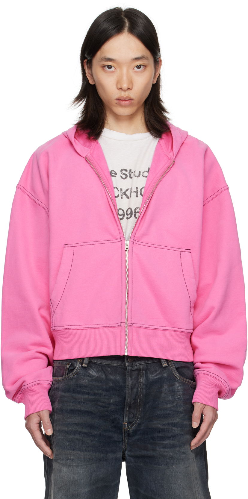 Pulover Acne Studios Acne Studios Zip-Up Hoodie Roza | CI0208-