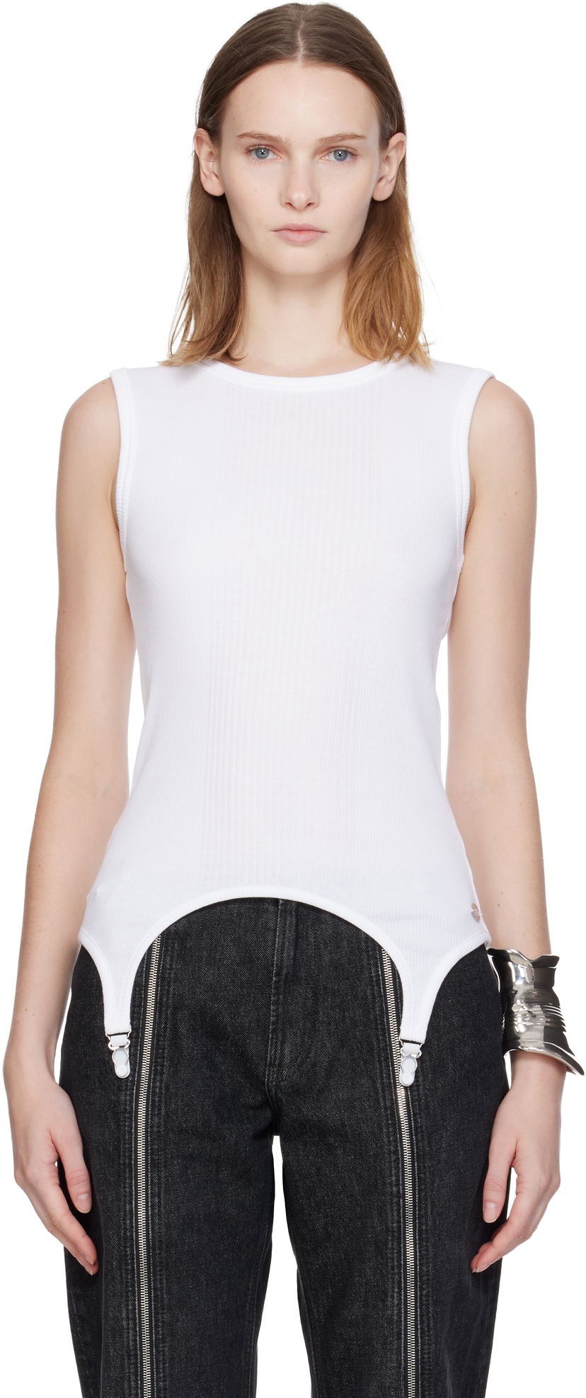 Majica brez rokavov Jean Paul Gaultier 'The Garter' Tank Top Bela | 25/04-W-TO387-J014-01