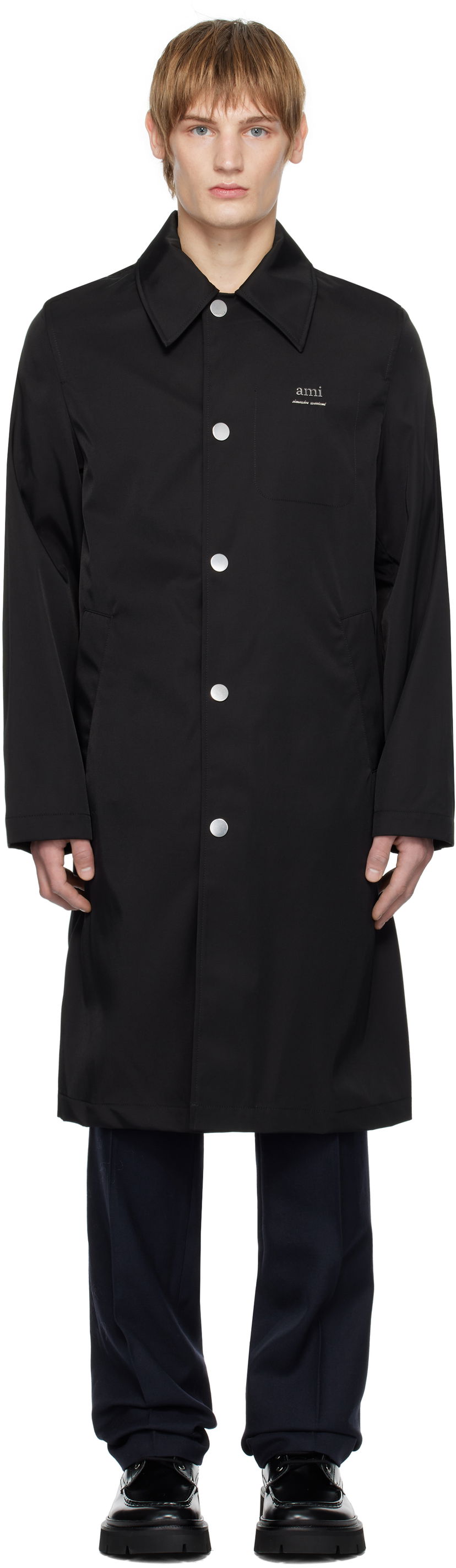 Trenčkot AMI Black 'Alexandre Mattiussi' Raincoat Črna | UJK542.PA0007