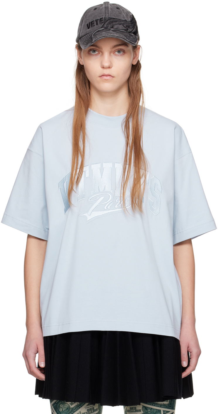 Majica VETEMENTS VTMNTS Embroidered Logo T-Shirt Modra | VL20TR280L