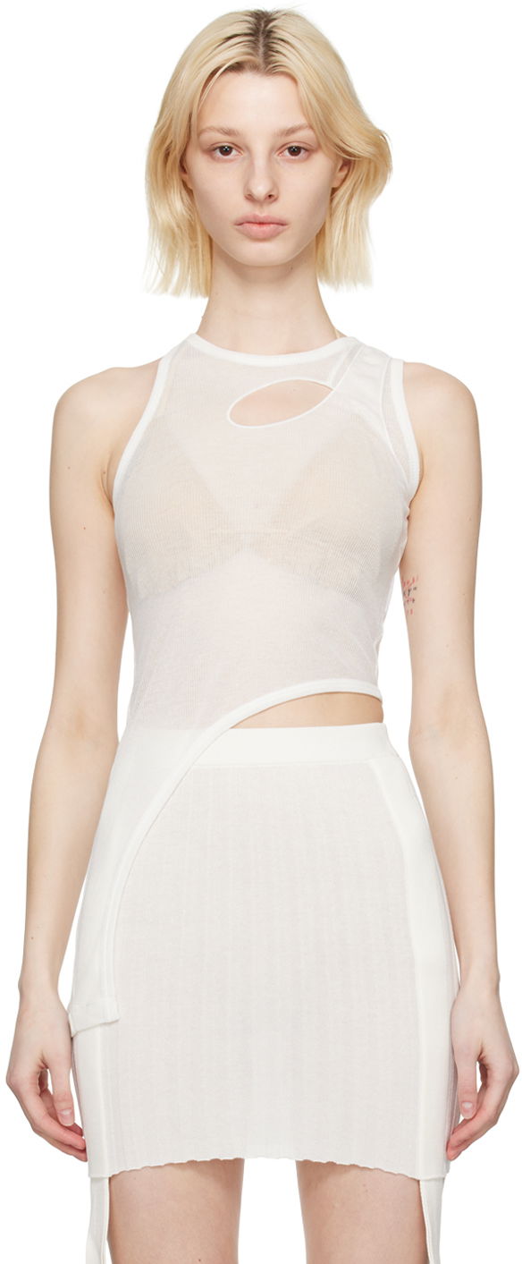 Majica brez rokavov Dion Lee Bone Merrow Asymmetrical Tank Top Bela | C3133S23