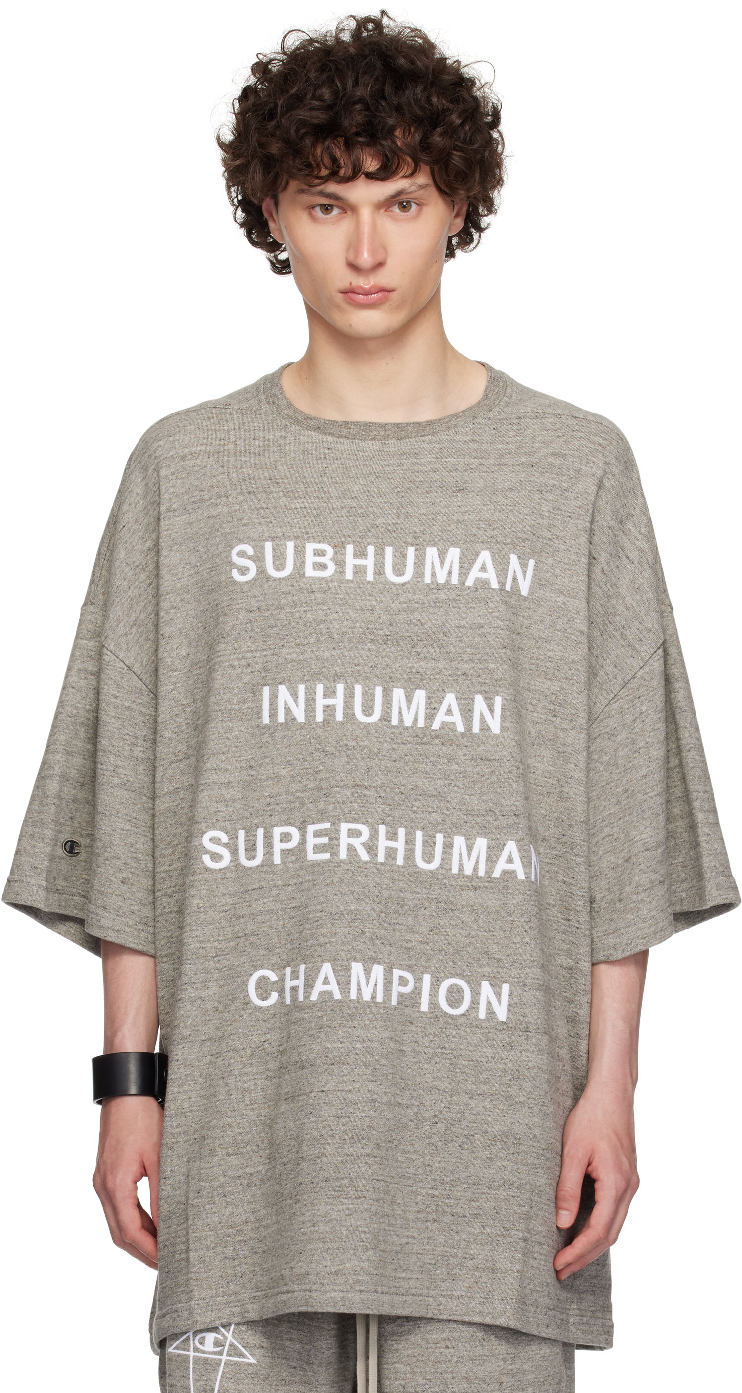Majica Rick Owens Rick Owens Champion Edition Tommy T-Shirt Siva | CM01E1674 CHMJ MELANGE JERSEY, 0
