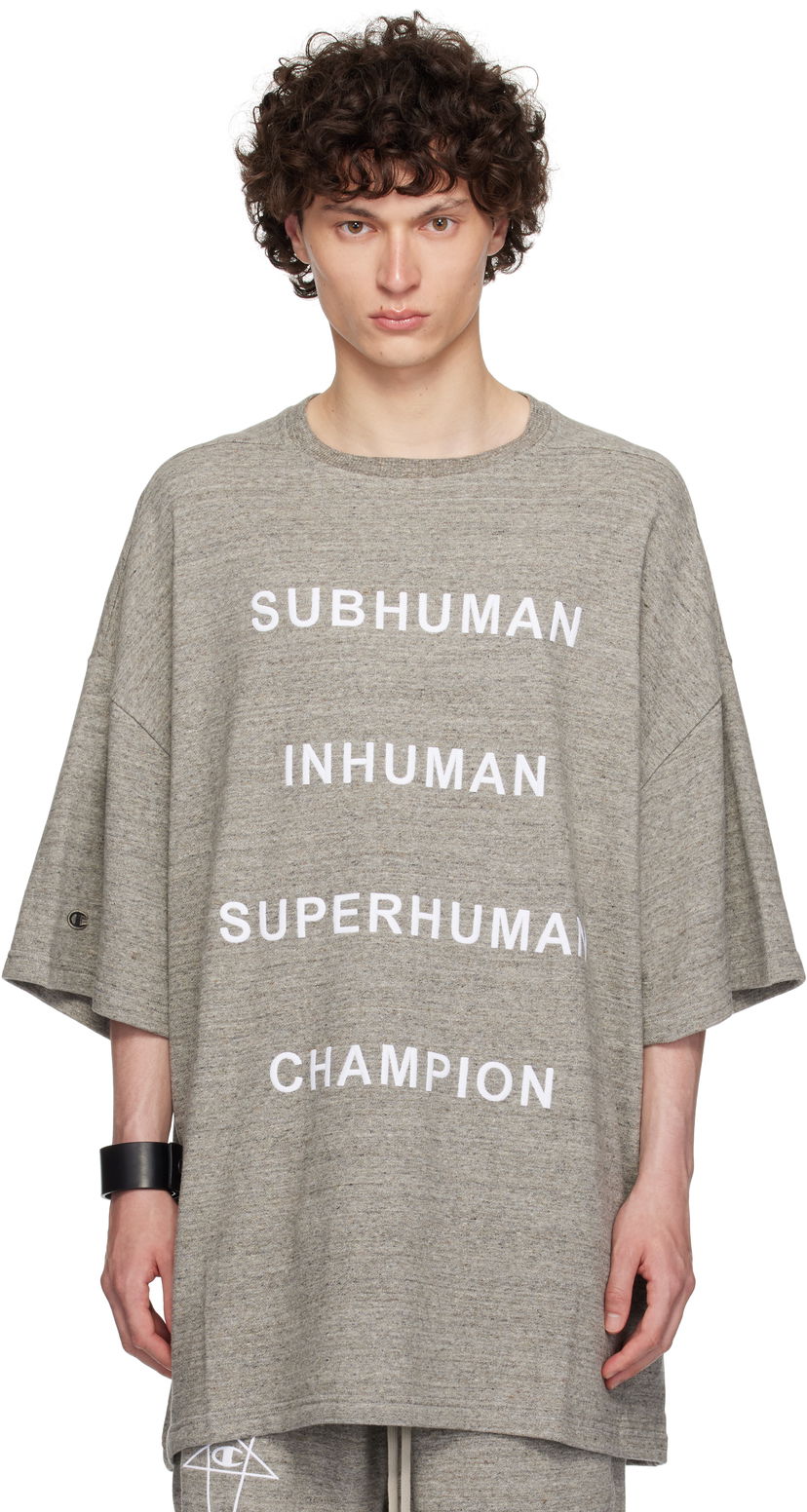 Majica Rick Owens Rick Owens Champion Edition Tommy T-Shirt Siva | CM01E1674 CHMJ MELANGE JERSEY