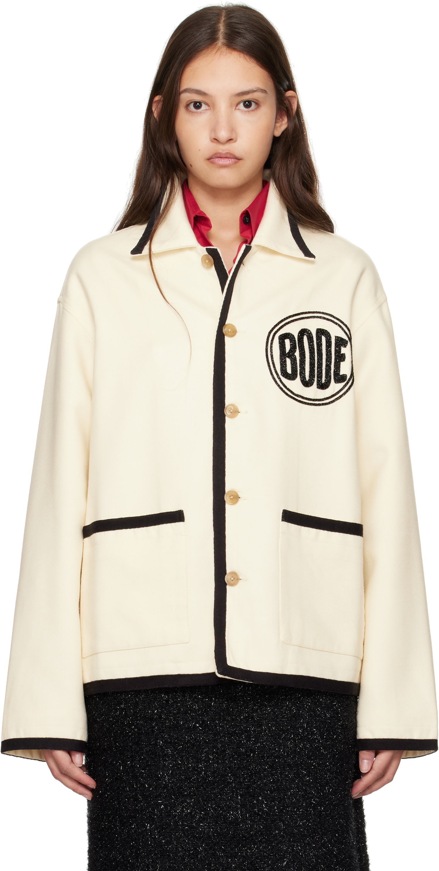 Bomber jakna Bode Beaded Player Jacket Bež | MRF24JA009, 0