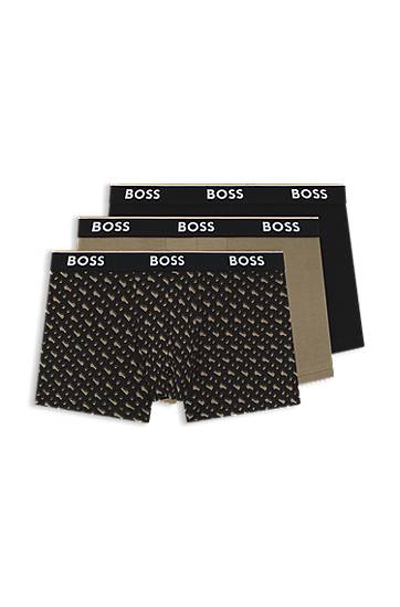 Boksarice BOSS Assorted three-pack of solid and patterned trunks in stretch cotton Večbarvna | 50554443, 0
