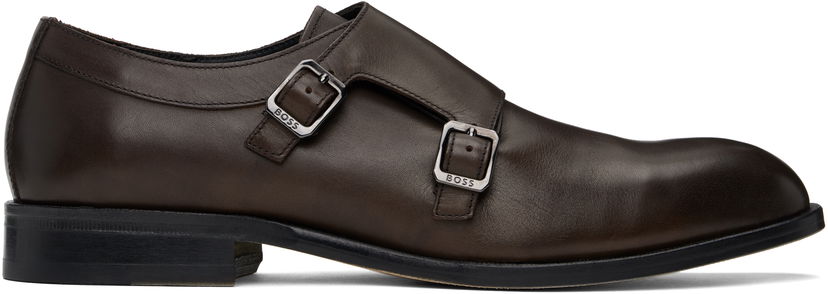 Oblačila BOSS Leather Monkstraps with Flexible Sole Rjava | 50536161