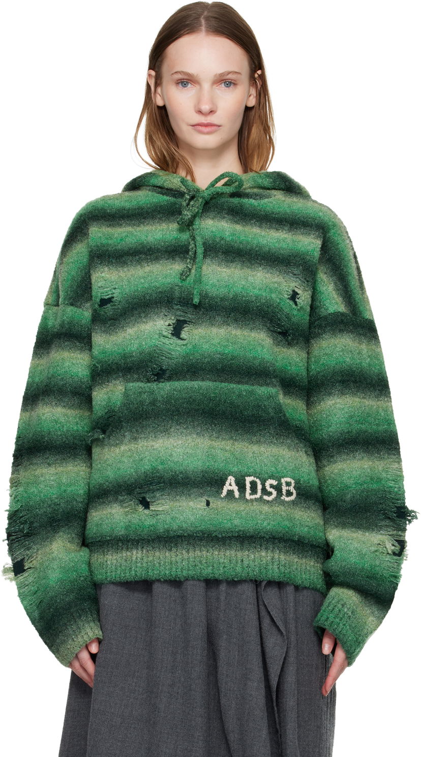 Pulover Andersson Bell Gradient Distressed Hoodie Zelena | atb1391u