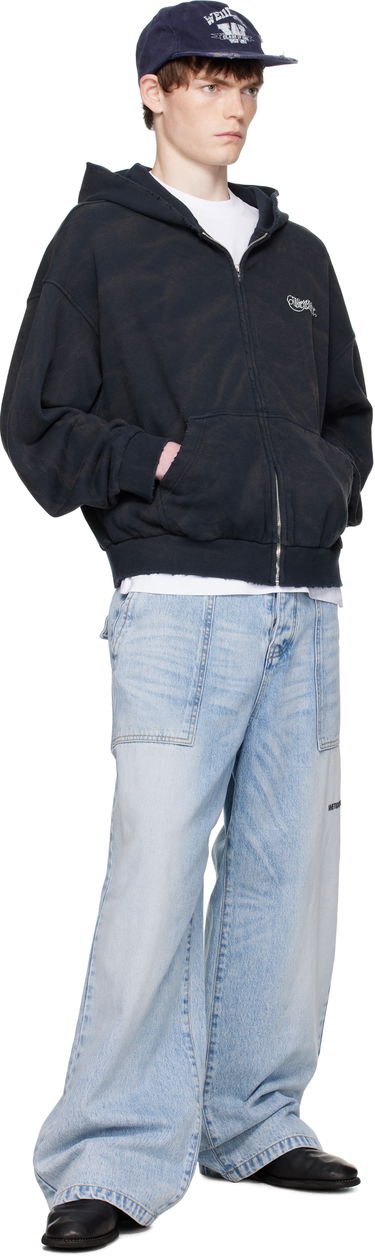 Pulover We11done We11done Gothic Logo Zip-Up Hoodie Črna | WD-TJ2-25-845-U-NV, 3