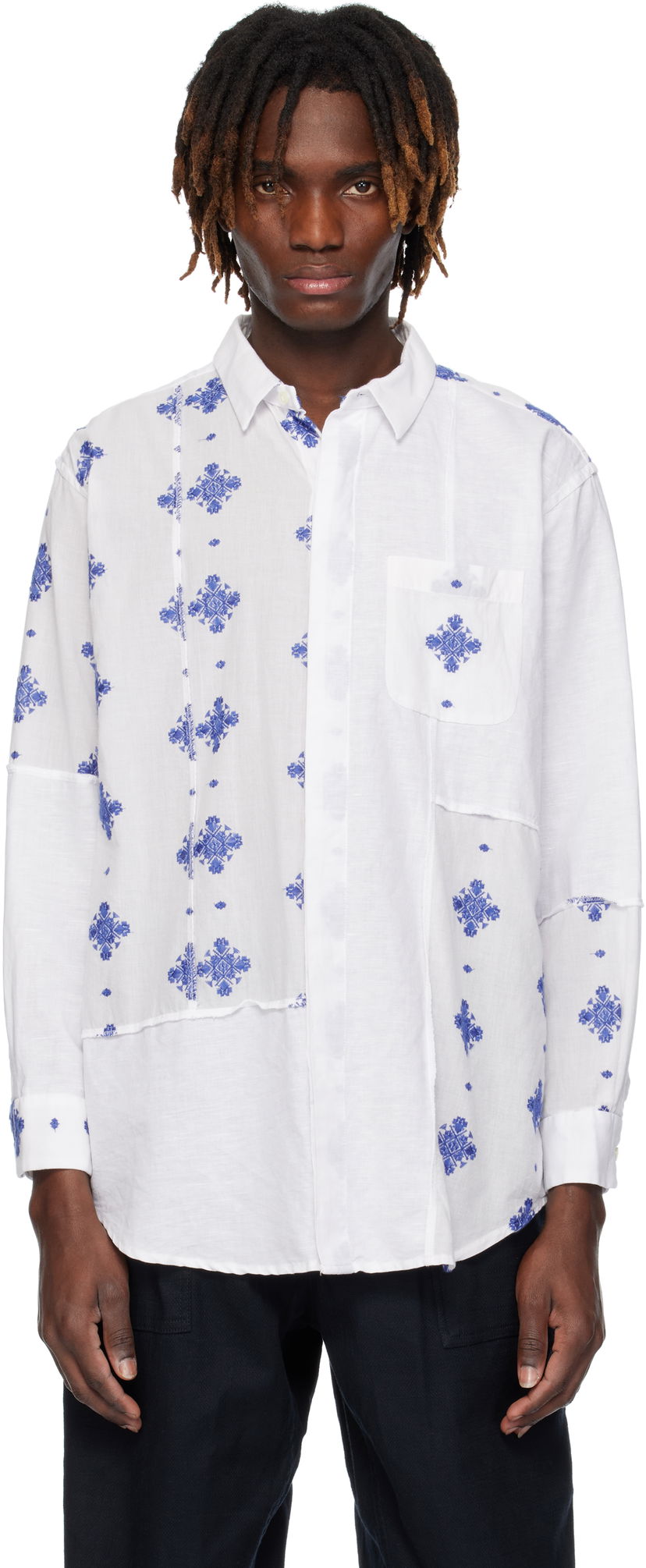 Srajce Engineered Garments Engineered Garments Short Collar Shirt Bela | 25S1A017