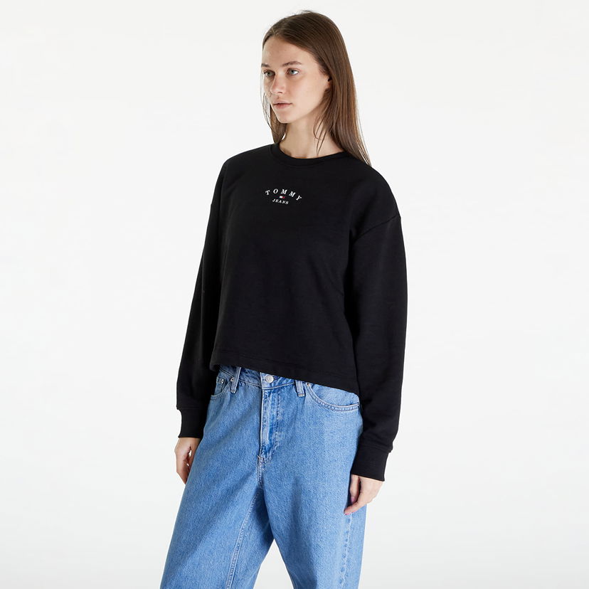 Pulover Tommy Hilfiger Essential Logo 2 Relaxed Fit Crewneck Črna | DW0DW18143 BDS
