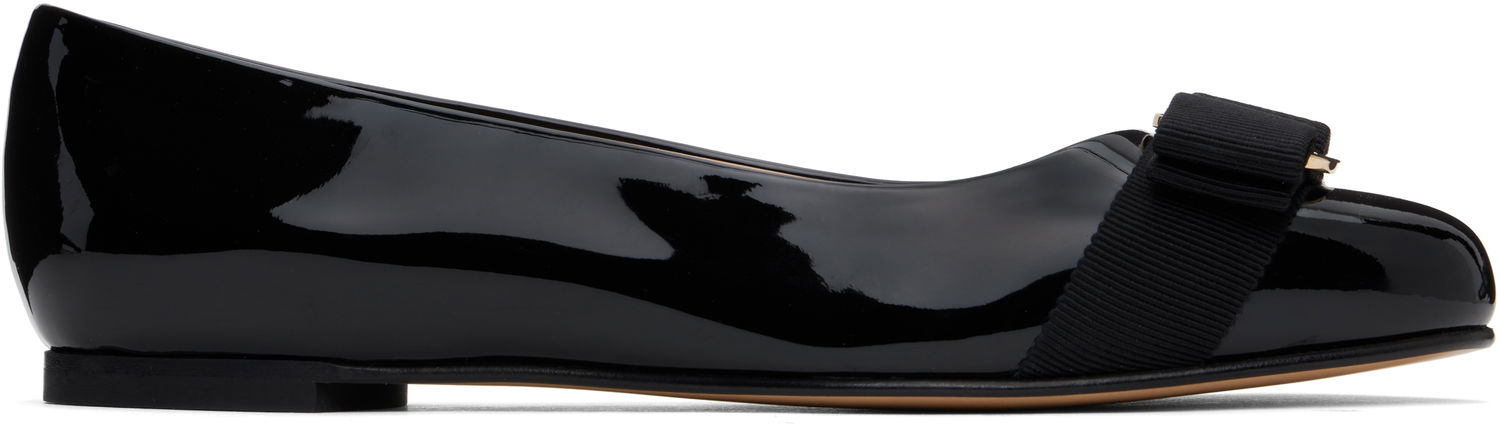 Obleke FERRAGAMO Salvatore Ferragamo Varina Bow Ballerina Flats Črna | 574556, 0