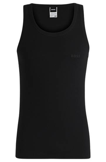 Majica brez rokavov BOSS BOSS Ribbed Cotton Vest Črna | 50475412