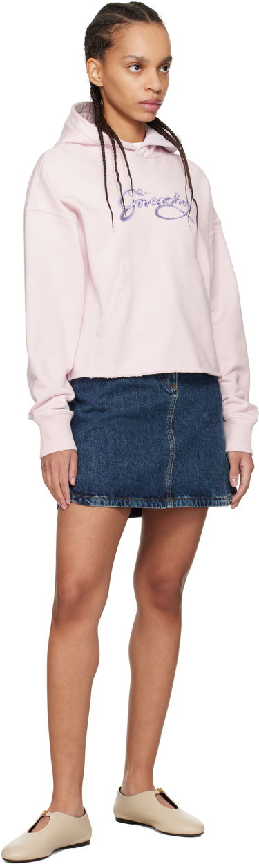 Pulover Givenchy Givenchy Cropped Snake Print Fleece Hoodie Roza | BWJ03MP705680, 3