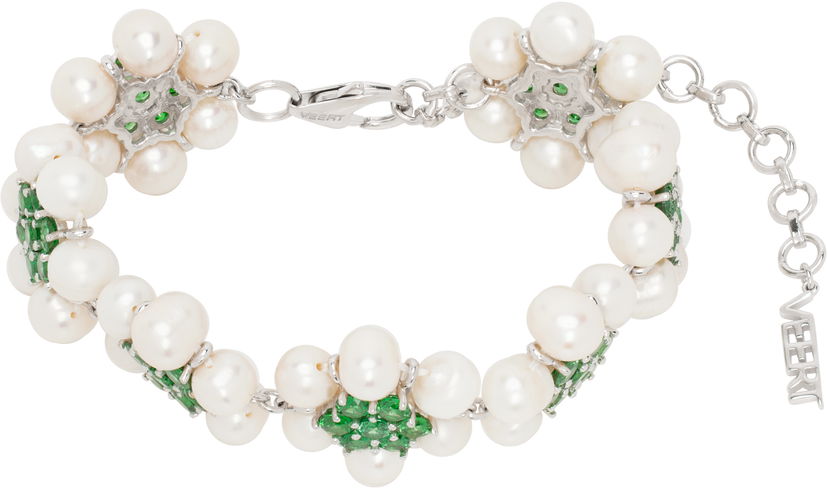 Zapestnica VEERT 'The 42 Pearl Green Flower' Bracelet Kovinski | JLG0014G-WG