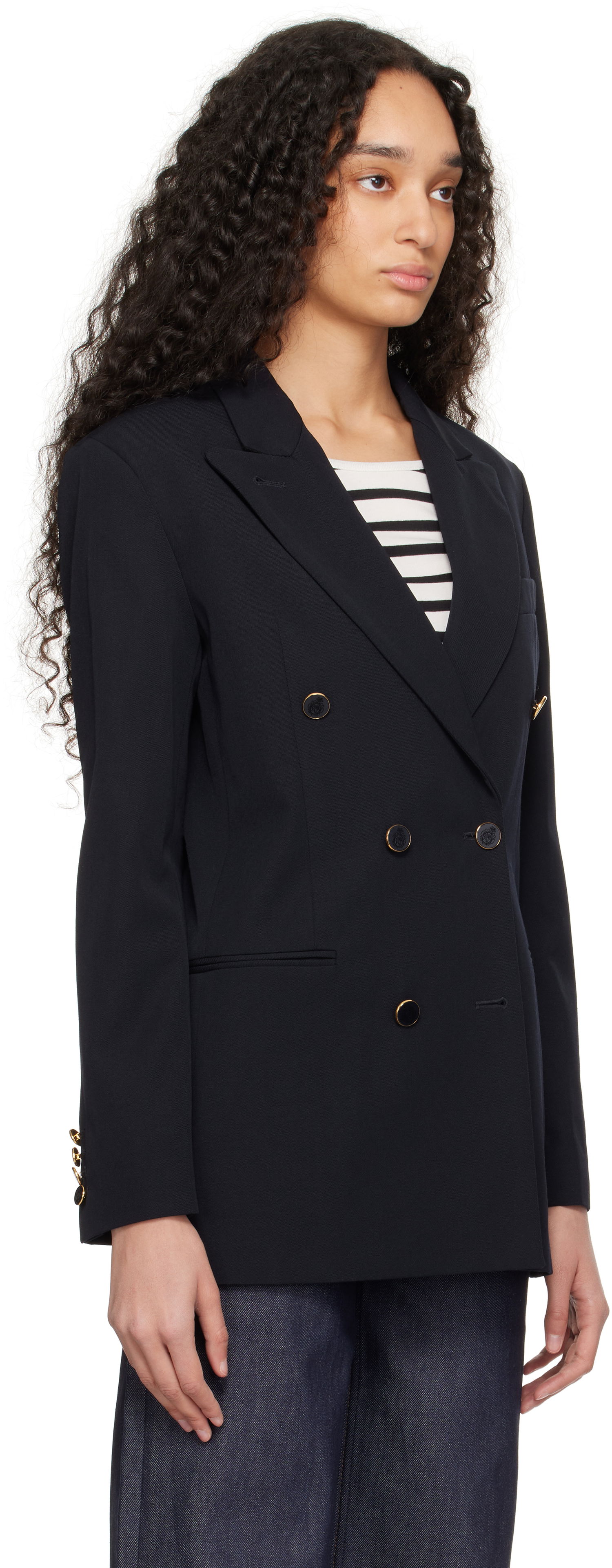 Jakna A.P.C. A.P.C. Anastasia Barbieri Edition Double-Breasted Blazer Mornarica | COHEY-F03226, 1