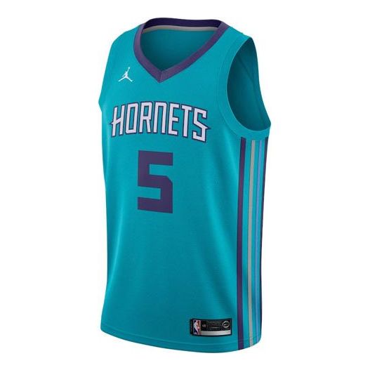 Dres Jordan Air Jordan NBA Retro Basketball Jersey Charlotte Hornets No. 5 Turkizna | 864463-430
