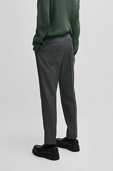Hlače BOSS Extra Slim Fit Micro-Patterned Stretch Trousers Siva | 50531947, 1