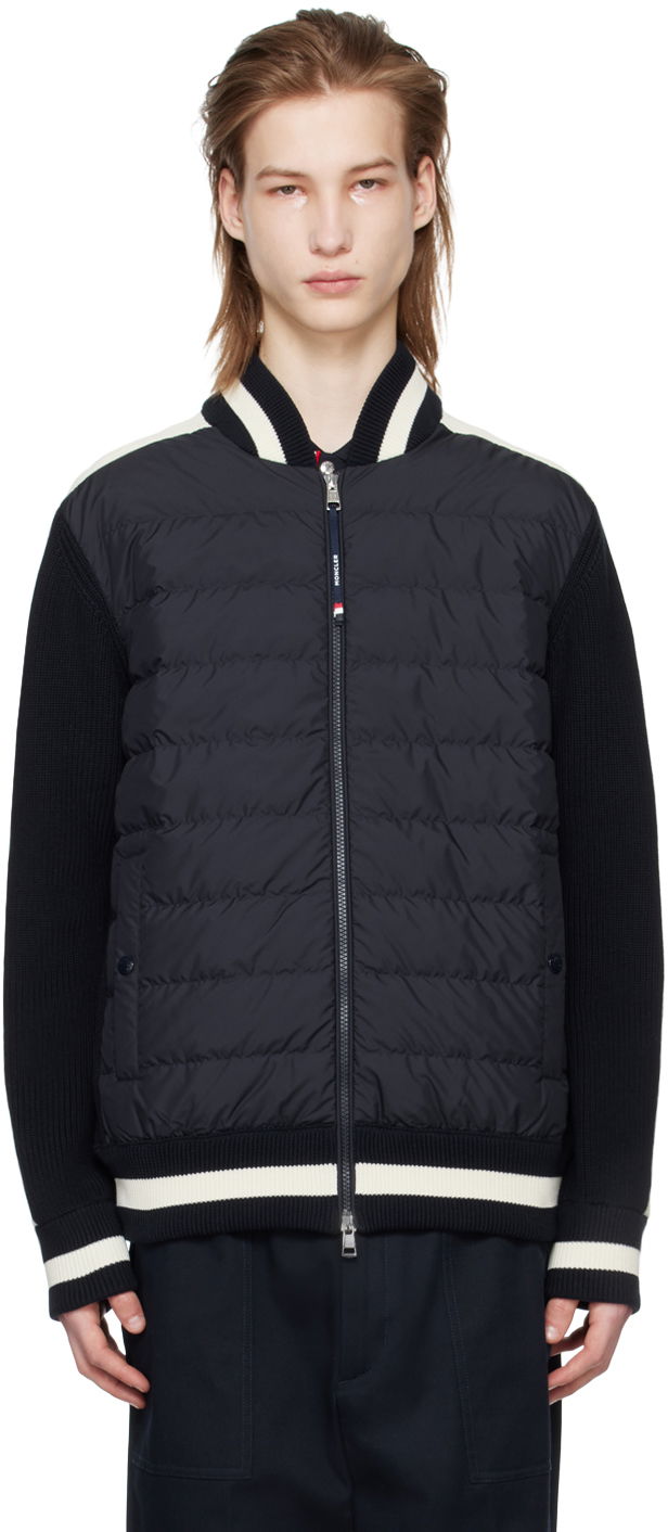 Pleteni pulover Moncler Quilted Down Cardigan Mornarica | J10919B00006M1509