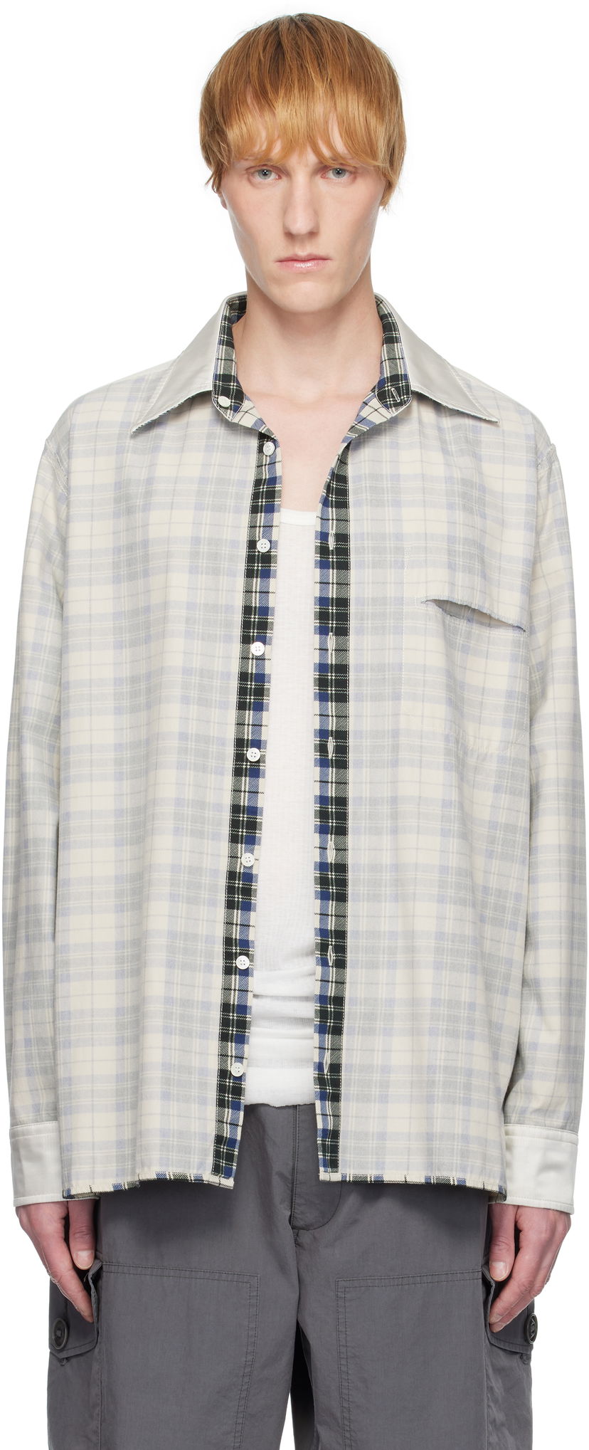 Srajce Maison Margiela MM6 Maison Margiela Checkered Placket Shirt Bela | SH2DT0016 M35444