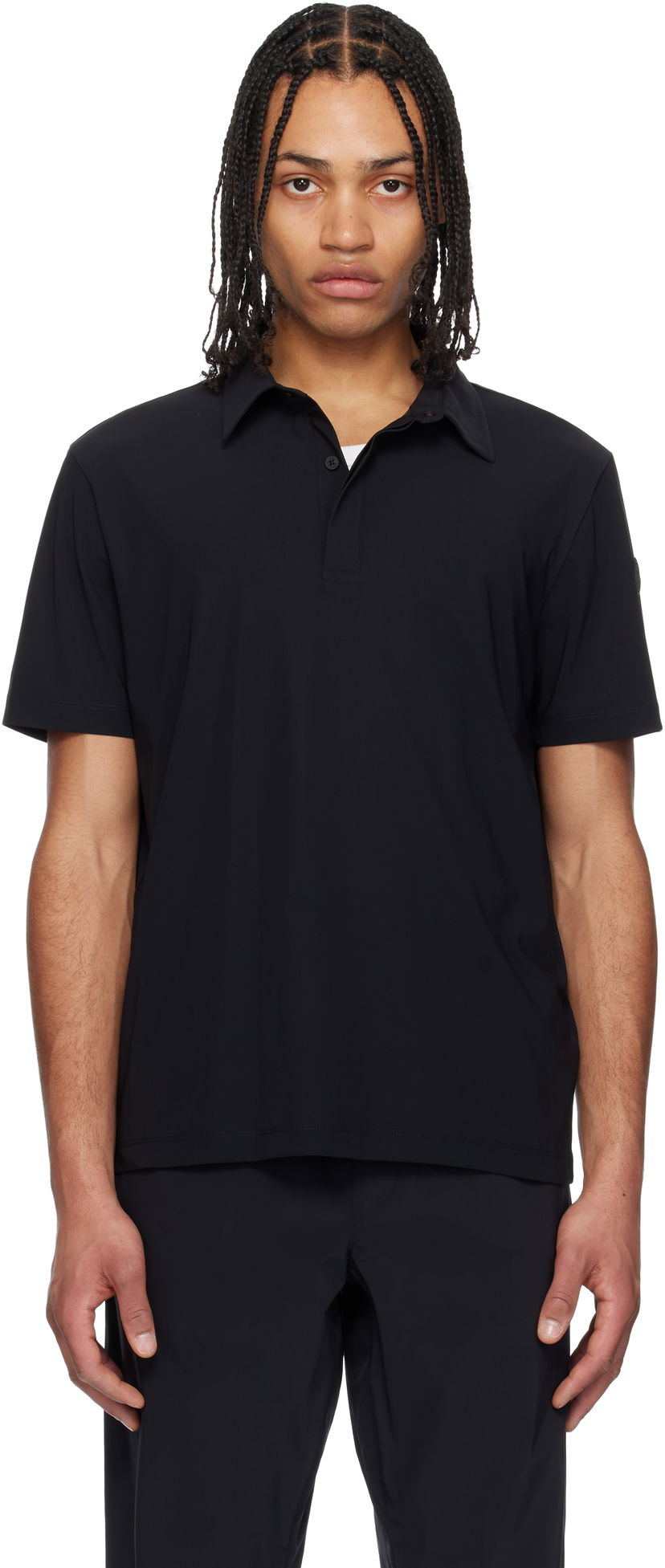 Polo majica Moncler Moncler Black Logo Patch Polo Črna | K10918A00010829JP
