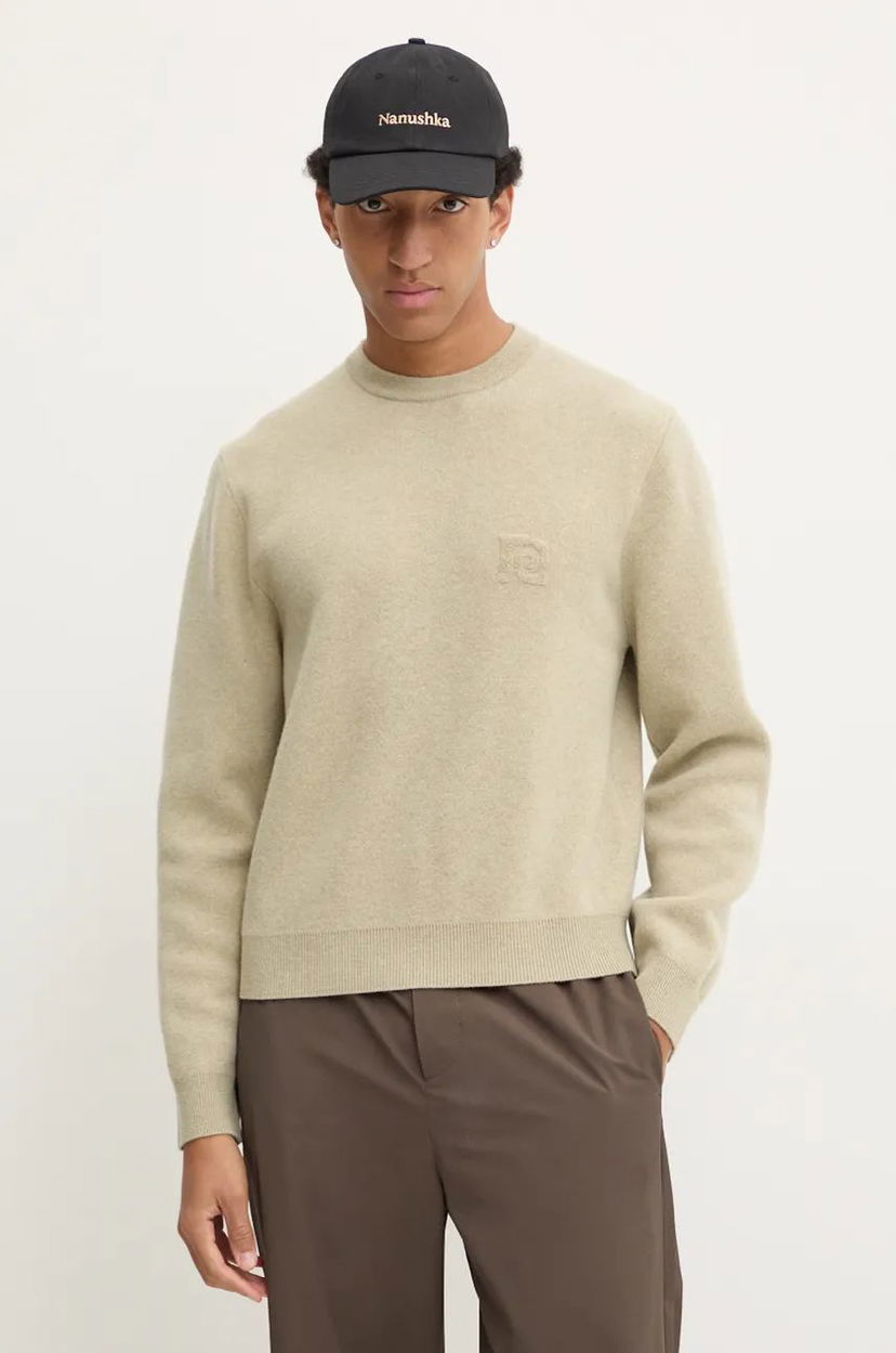 Pleteni pulover Nanushka Wool Blend Crewneck Sweater Bež | NM24PFSW00372