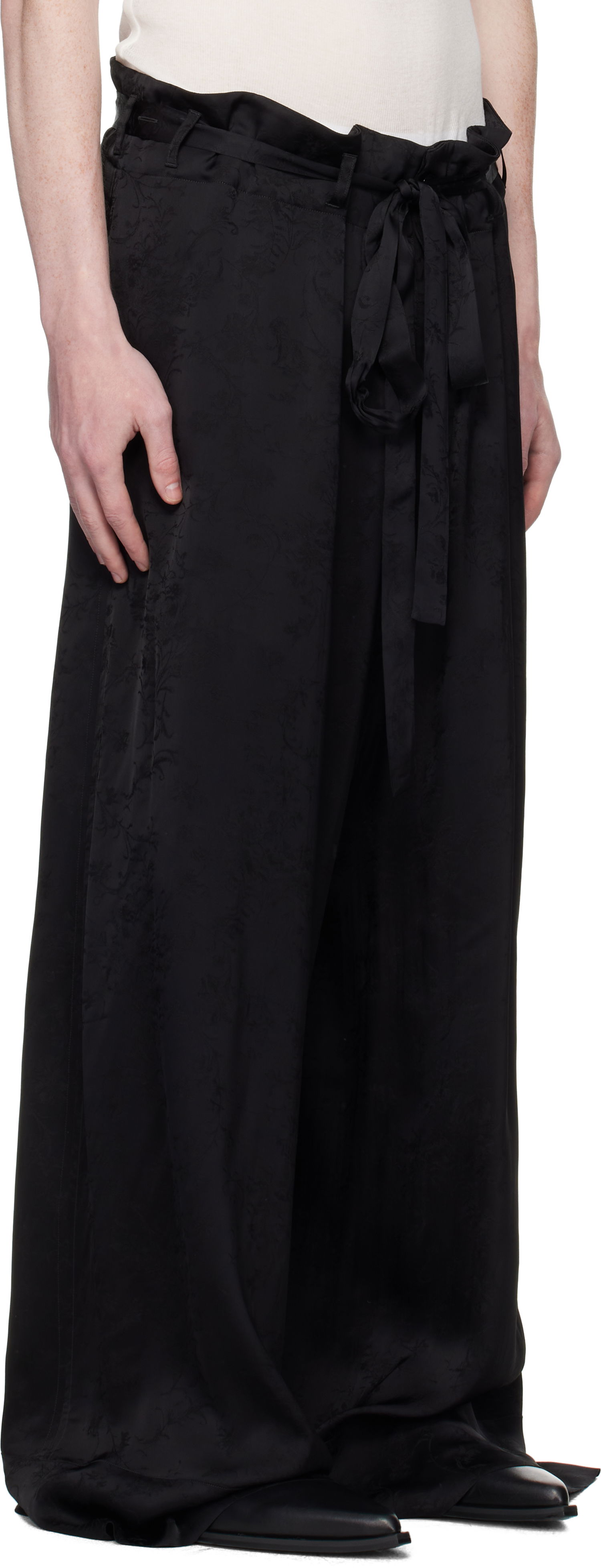 Hlače Ann Demeulemeester Ann Demeulemeester Bruse Wide Lounge Pants Črna | B0012744-FA611-099, 1