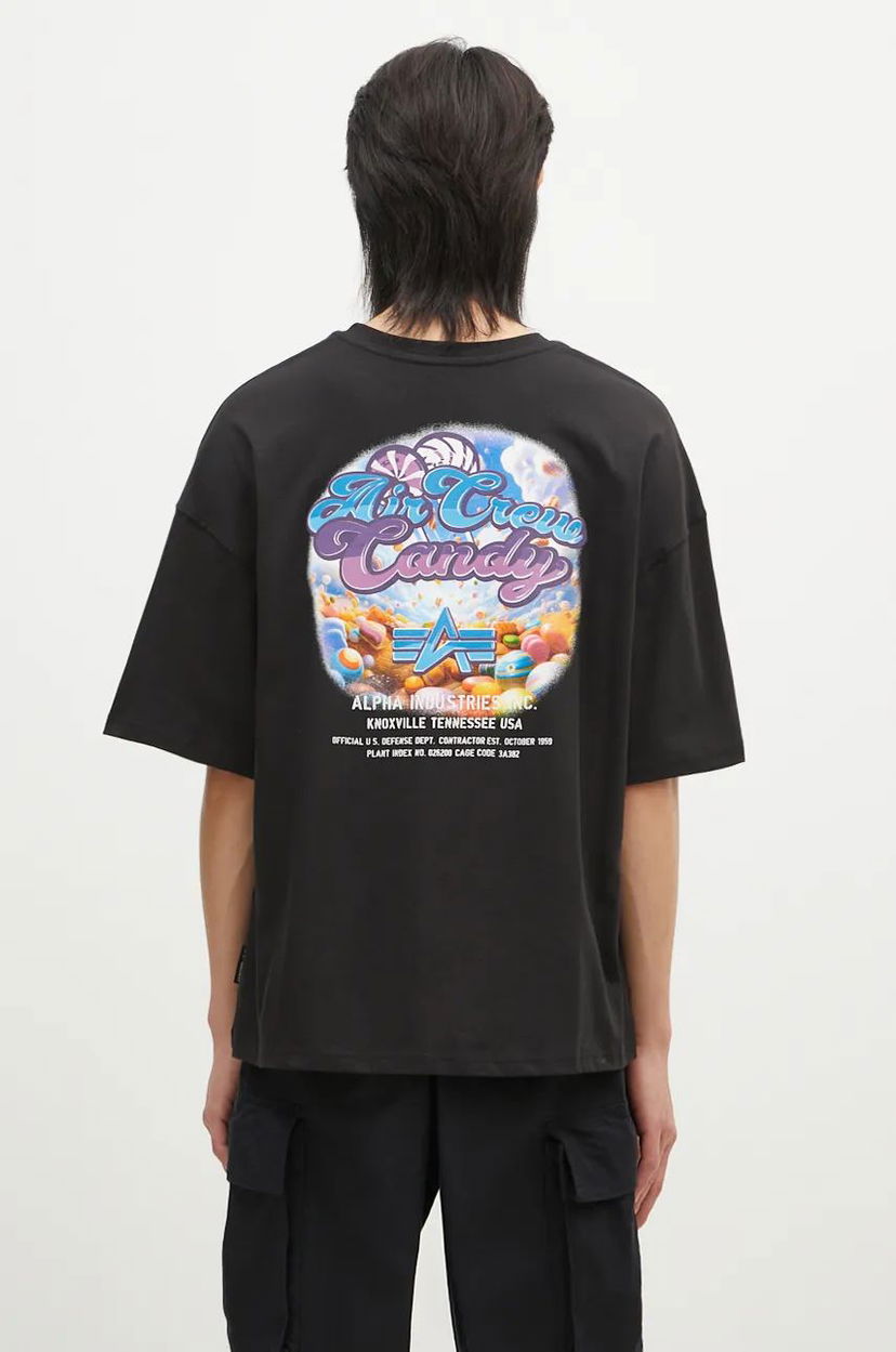 Majica Alpha Industries Candy Crew T-Shirt With Print Črna | 148509
