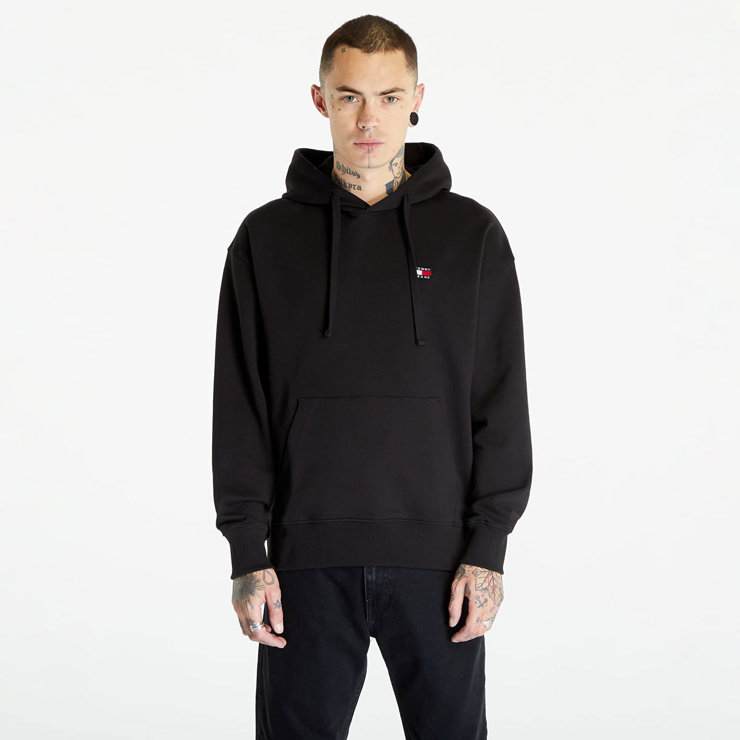 Pulover Tommy Hilfiger Tommy Jeans Relaxed Badge Hoodie Black Črna | DM0DM16369 BDS, 0