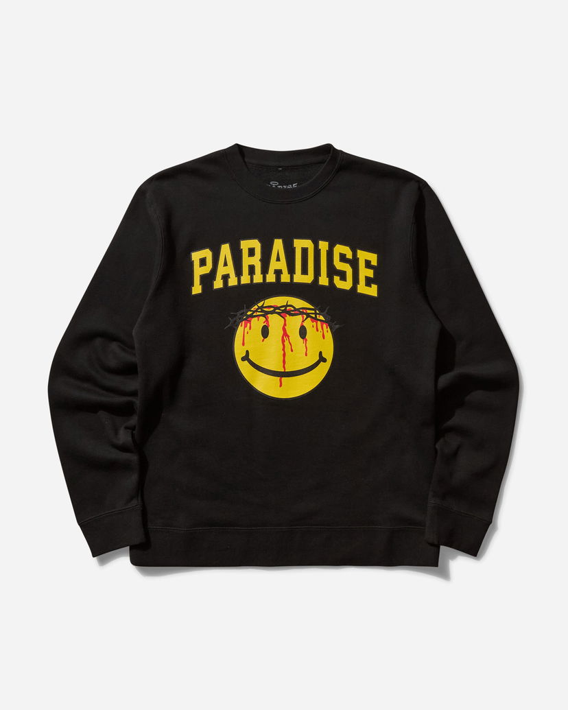 Pulover PARADIS3 Smiley Jesus Crewneck Sweatshirt Črna | PASMILEYCREW 1