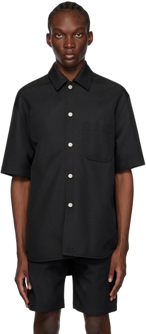 Srajce Courrèges Short Sleeve Button-Up Shirt Črna | 123CCH023PL0056