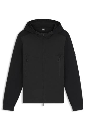 Jakna BOSS Regular-fit hooded jacket with weather protection Črna | 50544686