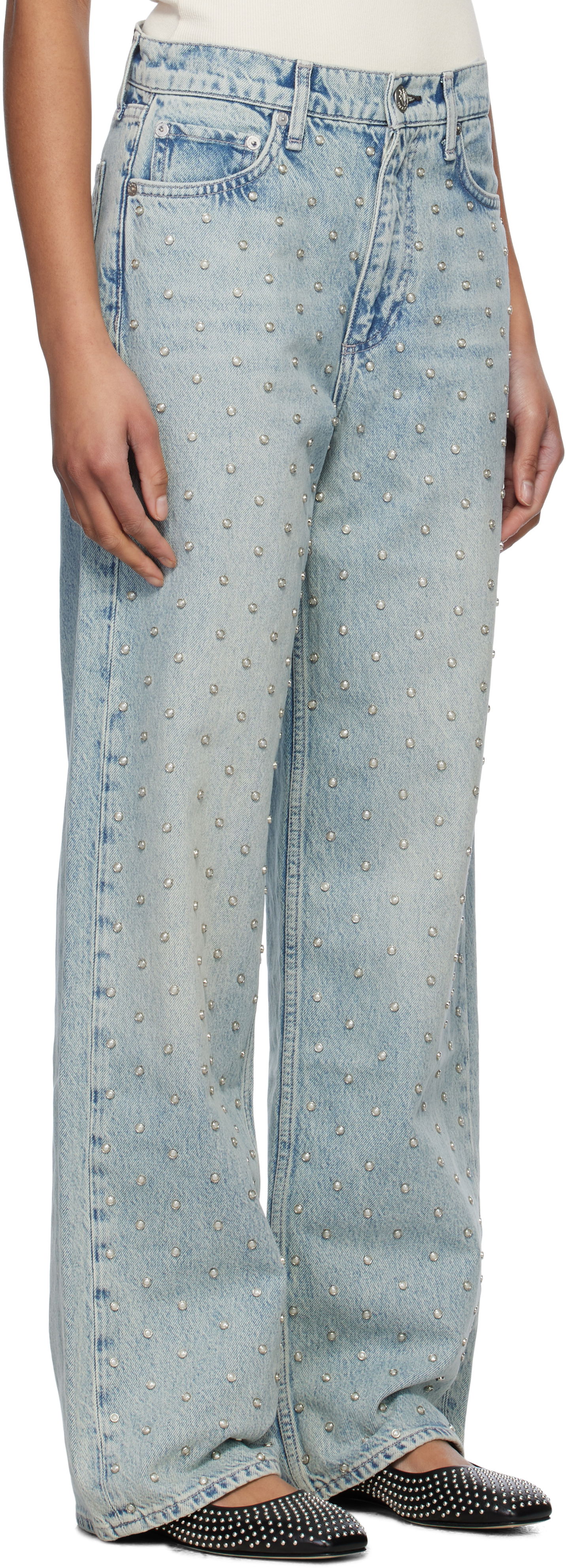 Kavbojke rag & bone rag & bone Shea Relaxed Straight Jeans Modra | WDD24H2998RGDE, 1