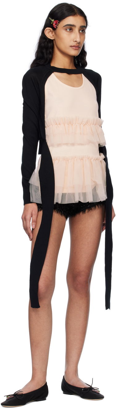 Pleteni pulover Simone Rocha Simone Rocha Cropped Cut-Out Cardigan Črna | KMK20 0647, 4