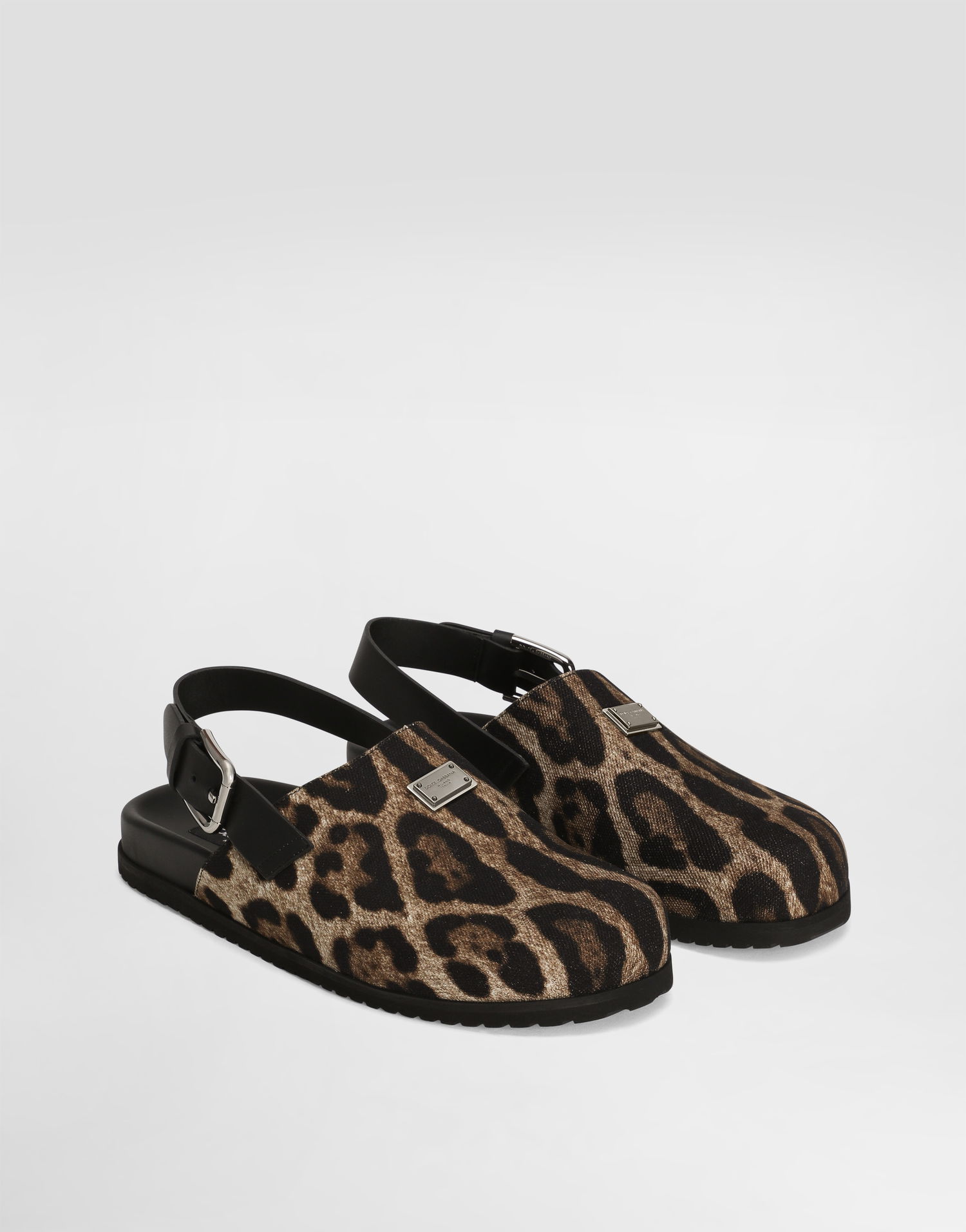 Superge in čevlji Dolce & Gabbana Dolce & Gabbana Canvas Leopard Print Mules with Back Strap Rjava | A80465A6A87HY13M, 1