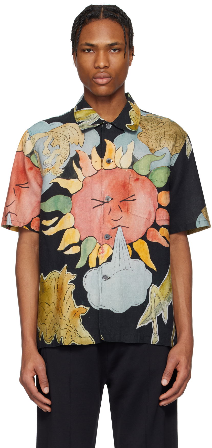Srajce OUR LEGACY Our Legacy Box Print Short Sleeve Shirt Črna | M2252BSP