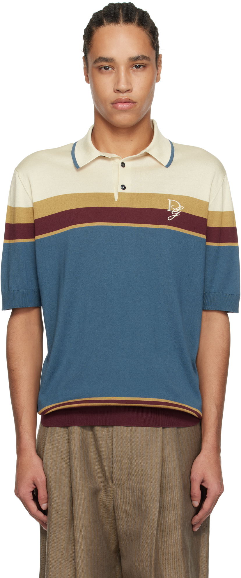 Polo majica Dolce & Gabbana Dolce&Gabbana Silk Polo with Logo Embroidery Večbarvna | GXZ02ZJBSLE