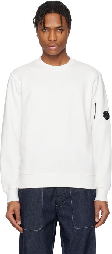 Pleteni pulover C.P. Company C.P. Company Diagonal Raised Fleece Crewneck Lens Sweatshirt Bela | 18CMSS023A-005086W, 0