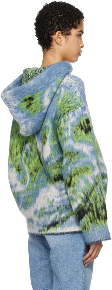 Pulover The Attico Attico Swan Print Knit Hoodie Večbarvna | 250WCK00114 MIX015AA, 2