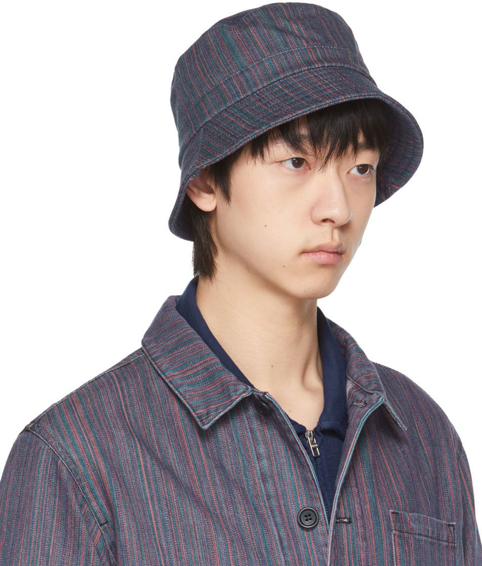 Klobuk YMC YMC Upcycled Stripe Denim Bucket Hat Večbarvna | PHSAF, 1