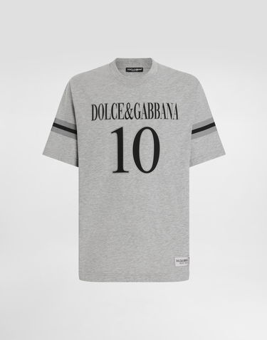 Majica Dolce & Gabbana Dolce & Gabbana Cotton T-Shirt with Logo and Number 10 Print Siva | G8SH7TG7O2OS8290, 0